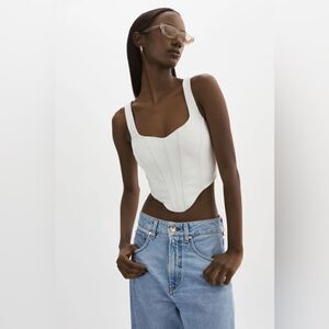 LAMARQUE Tabia White Corset Top Genuine Leather